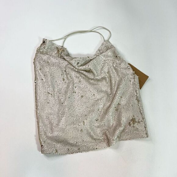 Listicle Tops Womens Large Silver Spaghetti Strap Sequin Camisole NWT - Picture 1 of 10